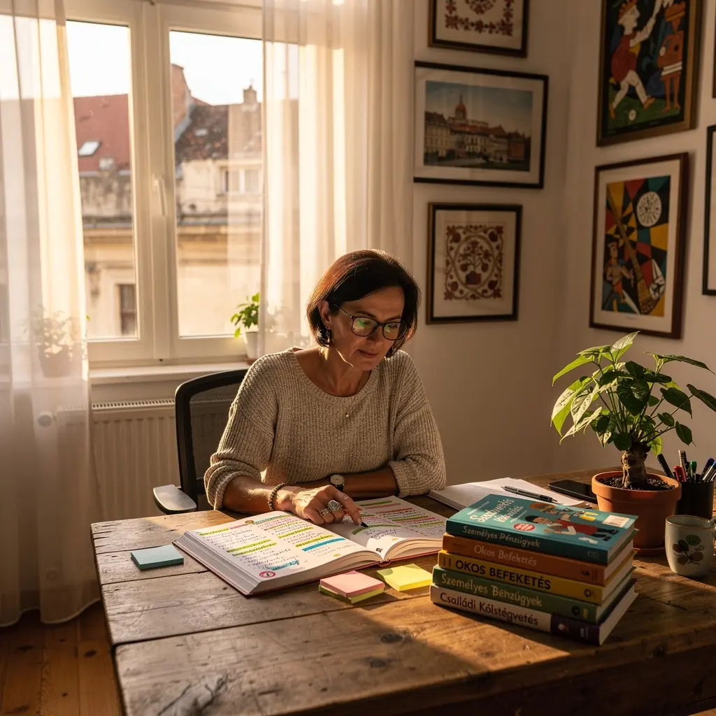 Csoportos könyvcsomagok bemutatása, amelyek havi pénzügyi szokások kialakítására összpontosítanak.